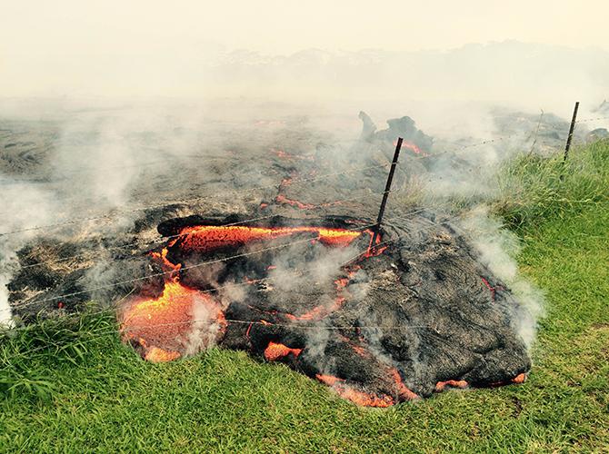 This weekend, the lava engulfed a pasture on the edge of town. 