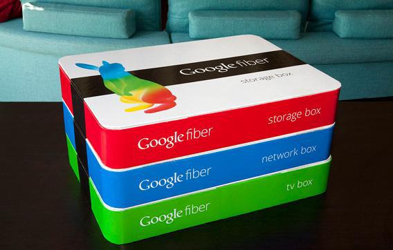 Google fiber product boxes.
