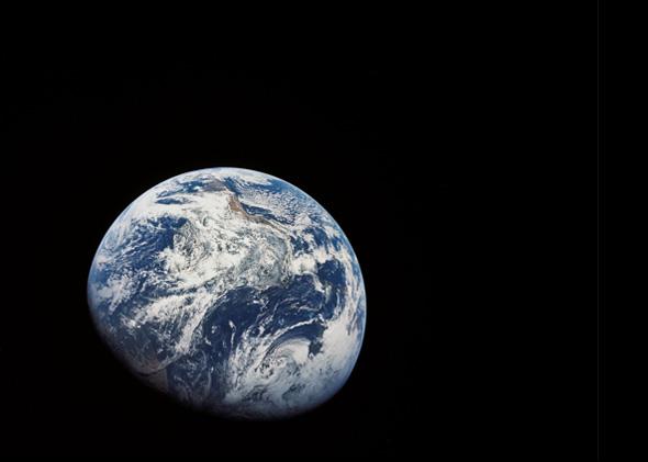 Earth seen from the Apollo 8 mission, December 1968.