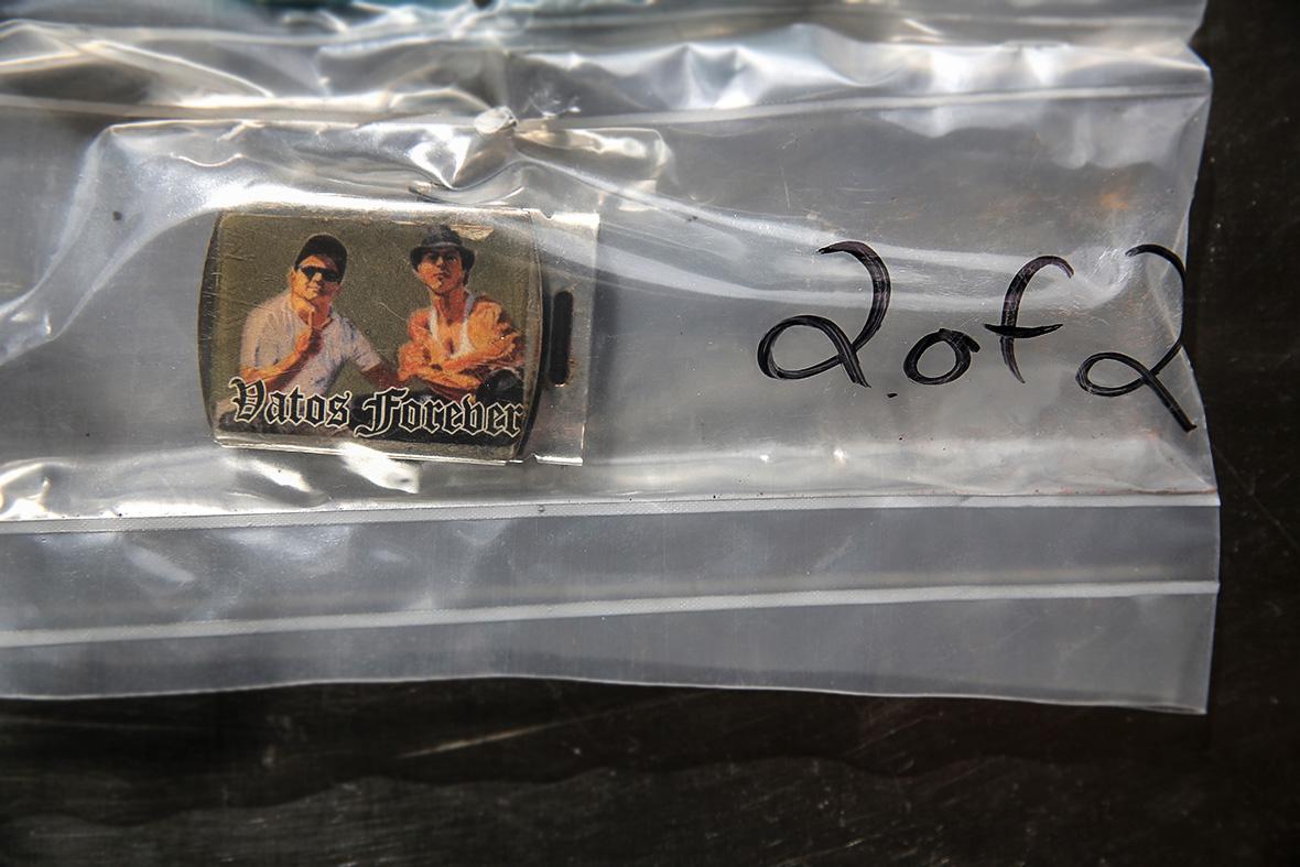 A lighter reading "Vatos Forever," Mexican slang for Dudes Forever. The item was with the decomposed remains of a person found in the Arizona desert on Aug. 1, 2014. 