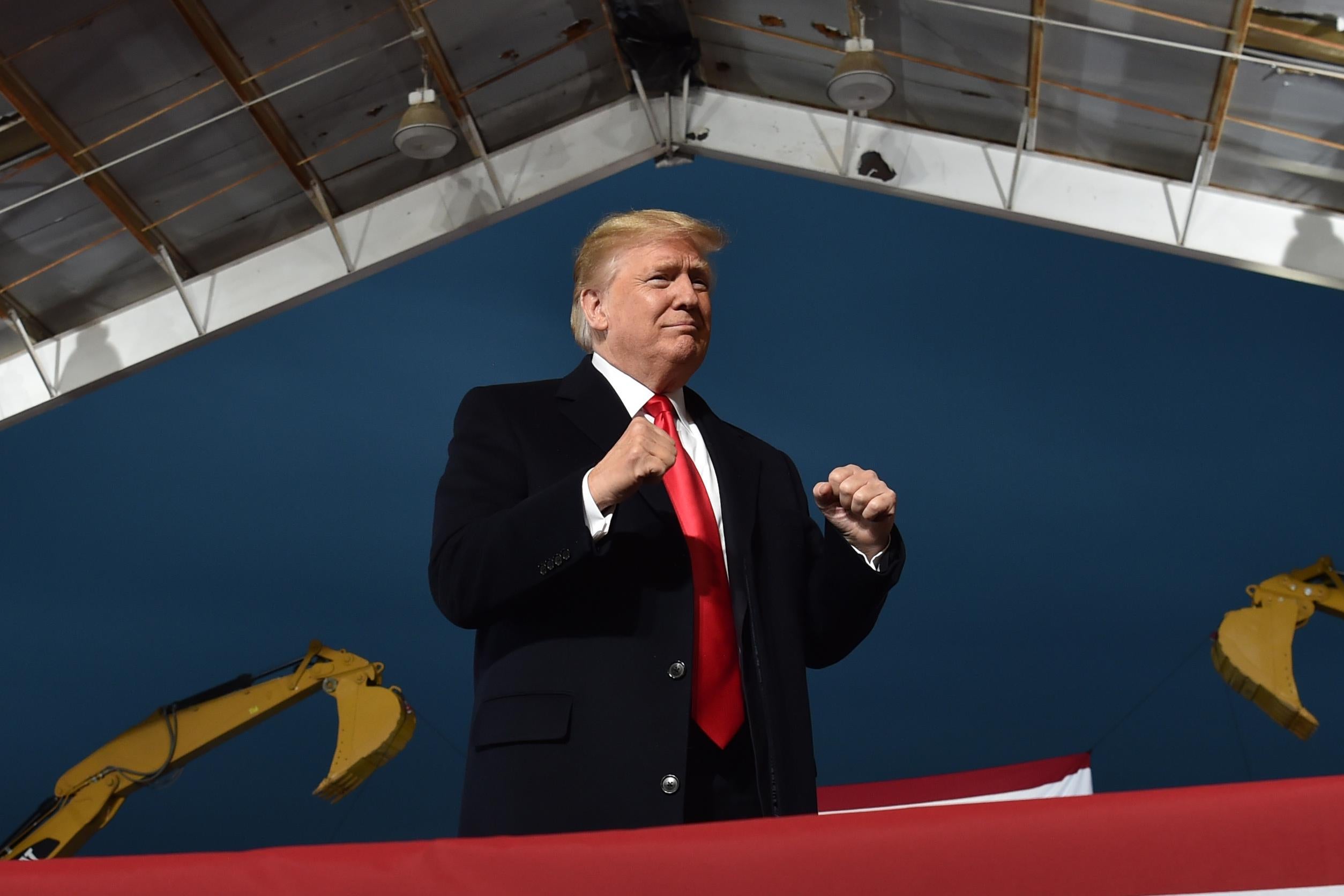 President Donald Trump arrives to a rally in Lebanon, Ohio, on October 12, 2018. 