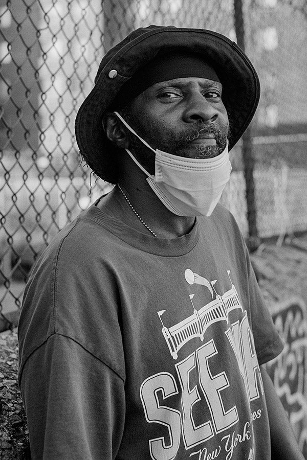 Ronald Whitaker, wearing a hat and a face mask