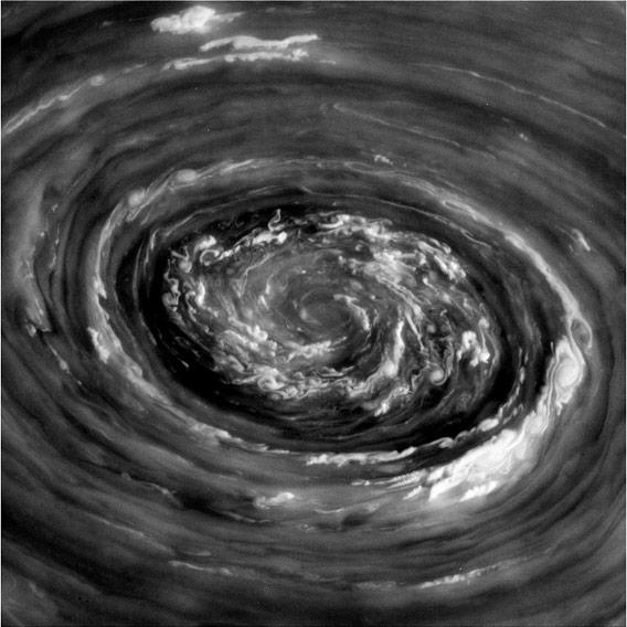 Cassini spacecraft picture of Saturn's north polar clouds