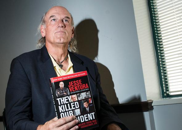 Former pro wrestler Jesse Ventura speaking about his book 'They Killed Our President' October 4, 2013 in Washington, DC. 