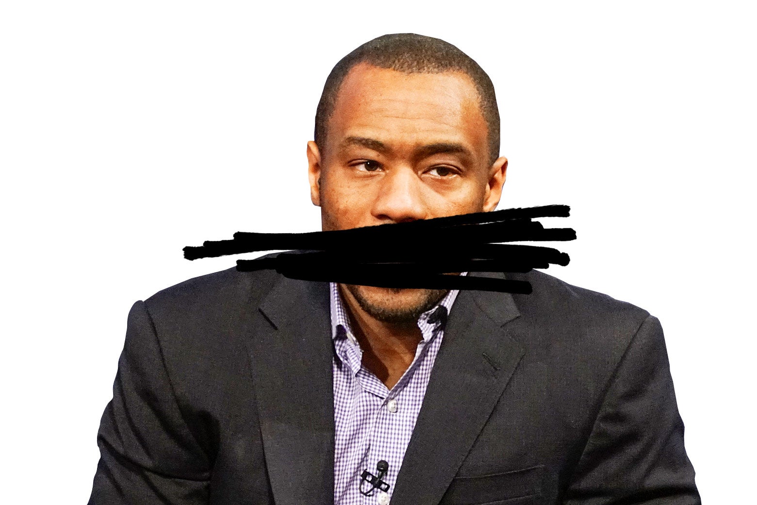 Marc Lamont Hill with a black scribble over his mouth.