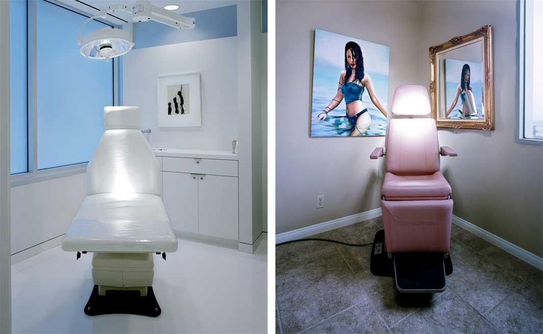Left: White Consultatin Bed. Right: Playboy Consultation Chair, 2007