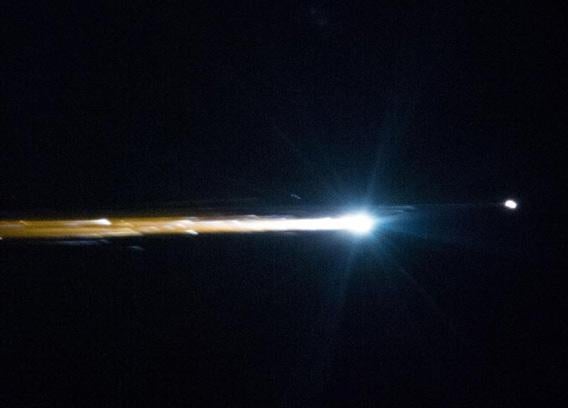 Soyuz spacecraft re-etering Earth's atmosphere