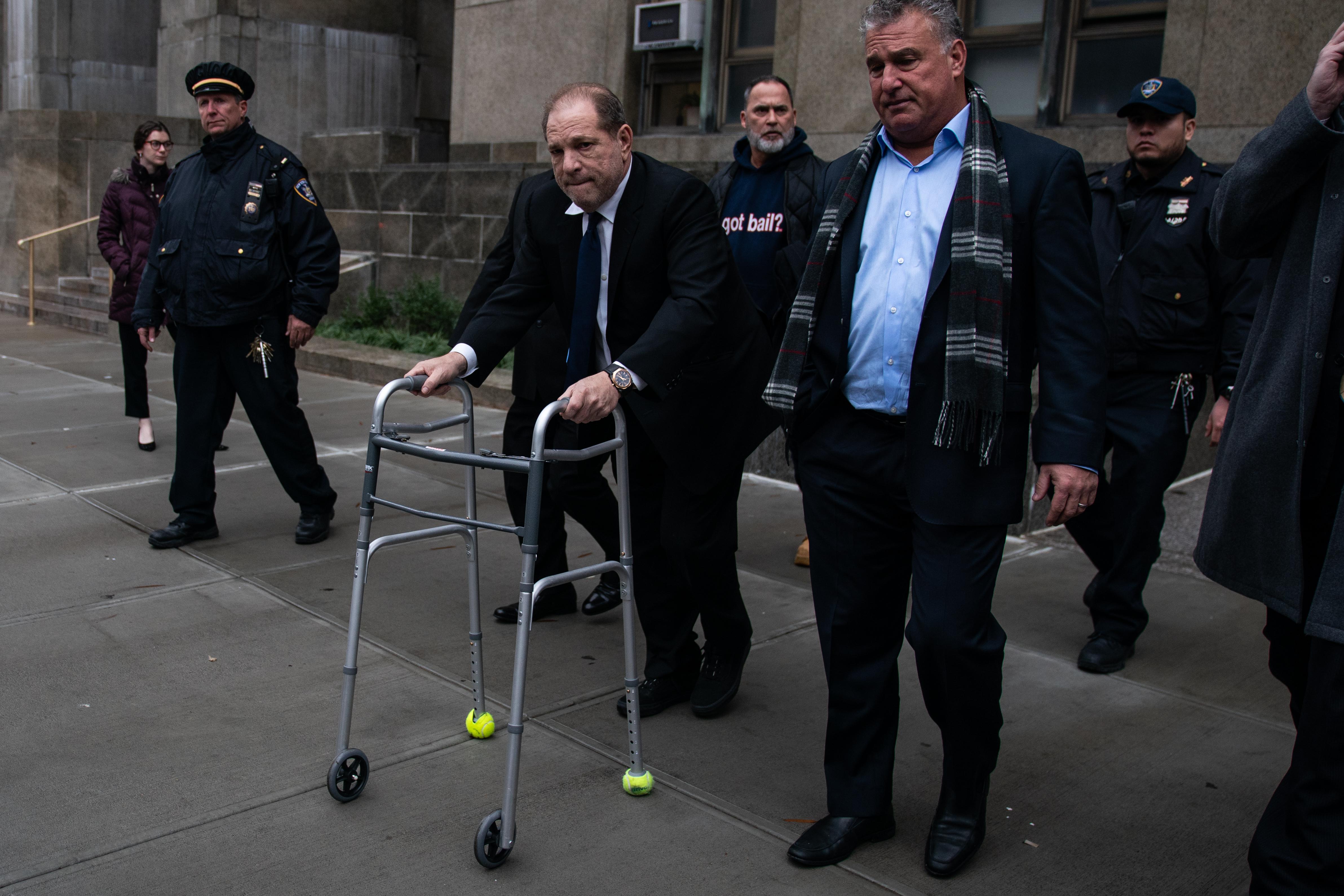 Movie producer Harvey Weinstein departs from criminal court after a bail hearing on December 11, 2019 in New York City. 