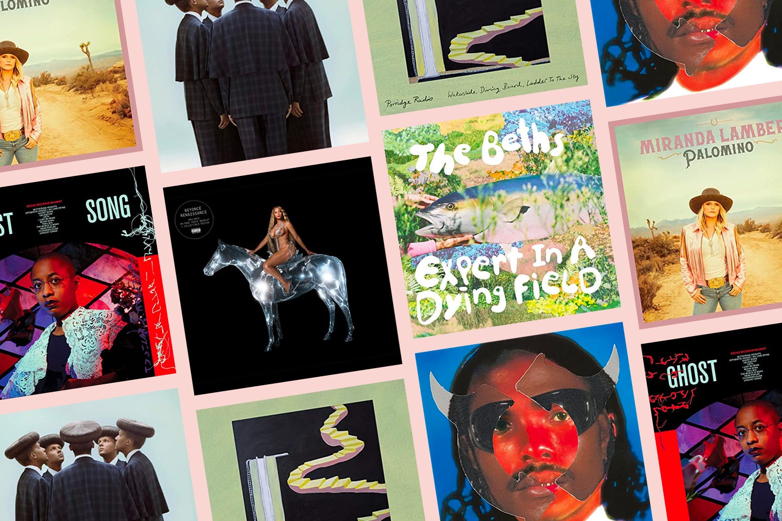 A collage of the covers of the best albums of the year. 