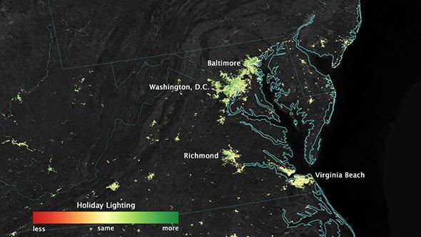 City lights shine brighter during the holidays in the United States