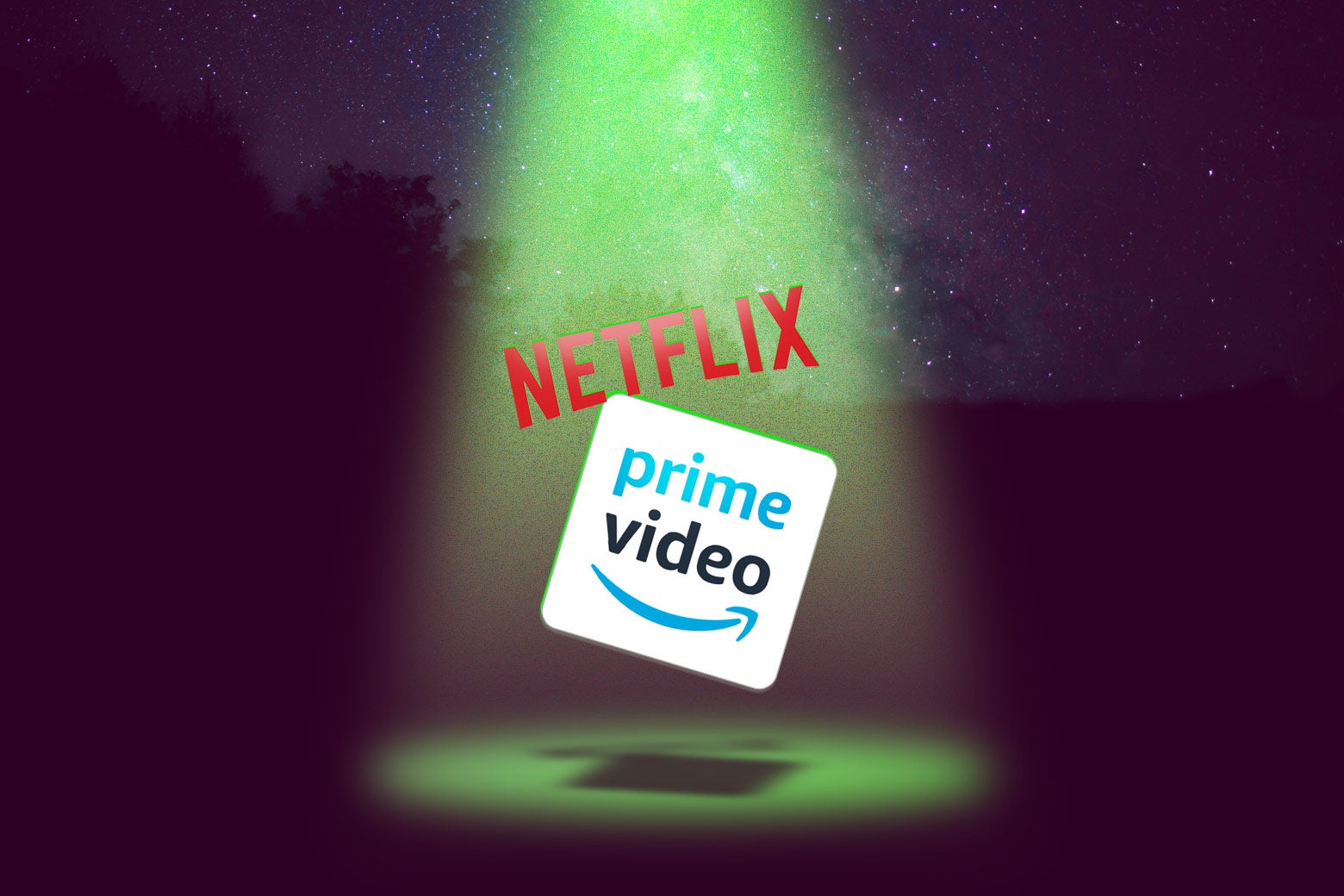 Photo illustration: the Netflix and Amazon Prime Video logos being abducted, probably.