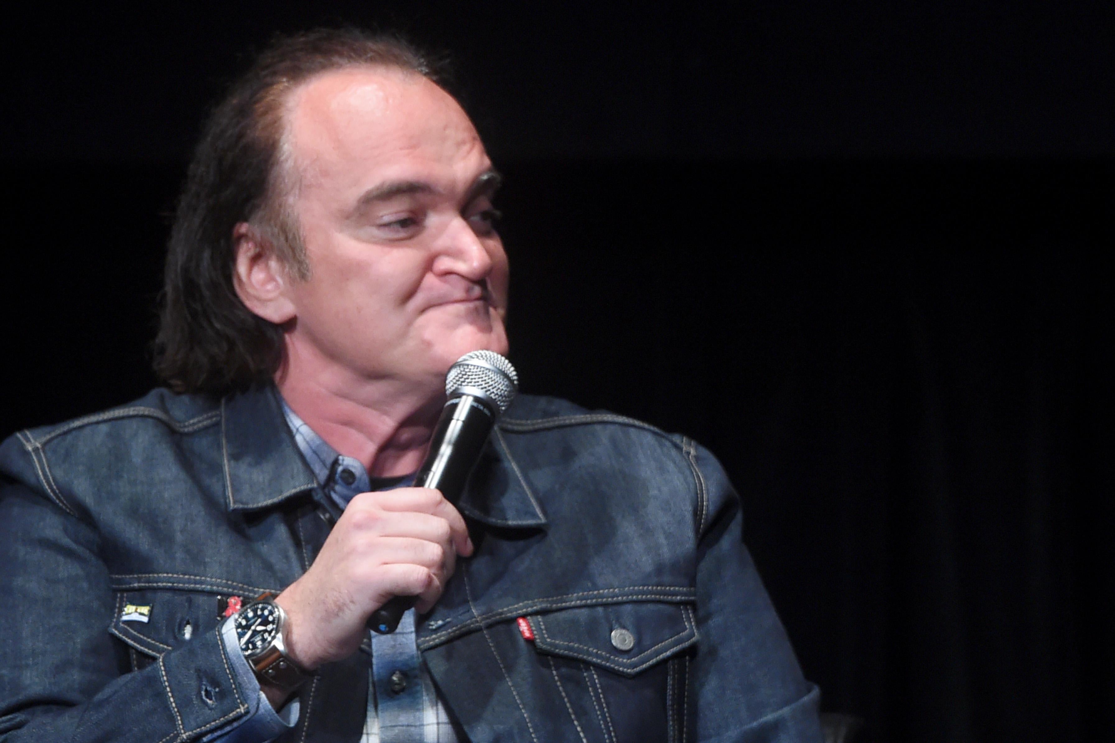 Quentin Tarantino speaks onstage during the panel for the Reservoir Dogs screening at the Tribeca Film Festival.