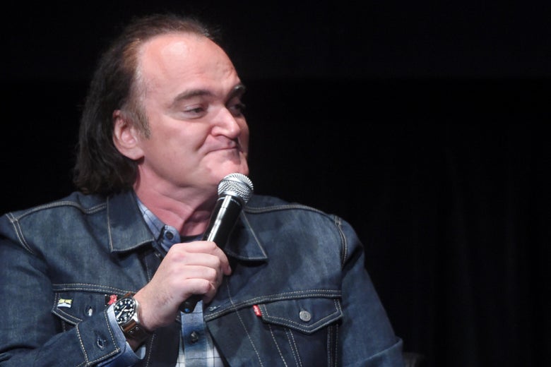 Quentin Tarantino speaks onstage during the panel for the Reservoir Dogs screening at the Tribeca Film Festival.