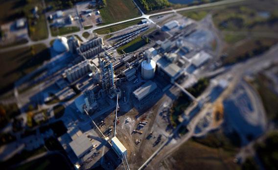 Aerial photo of Chanute cement kiln. 