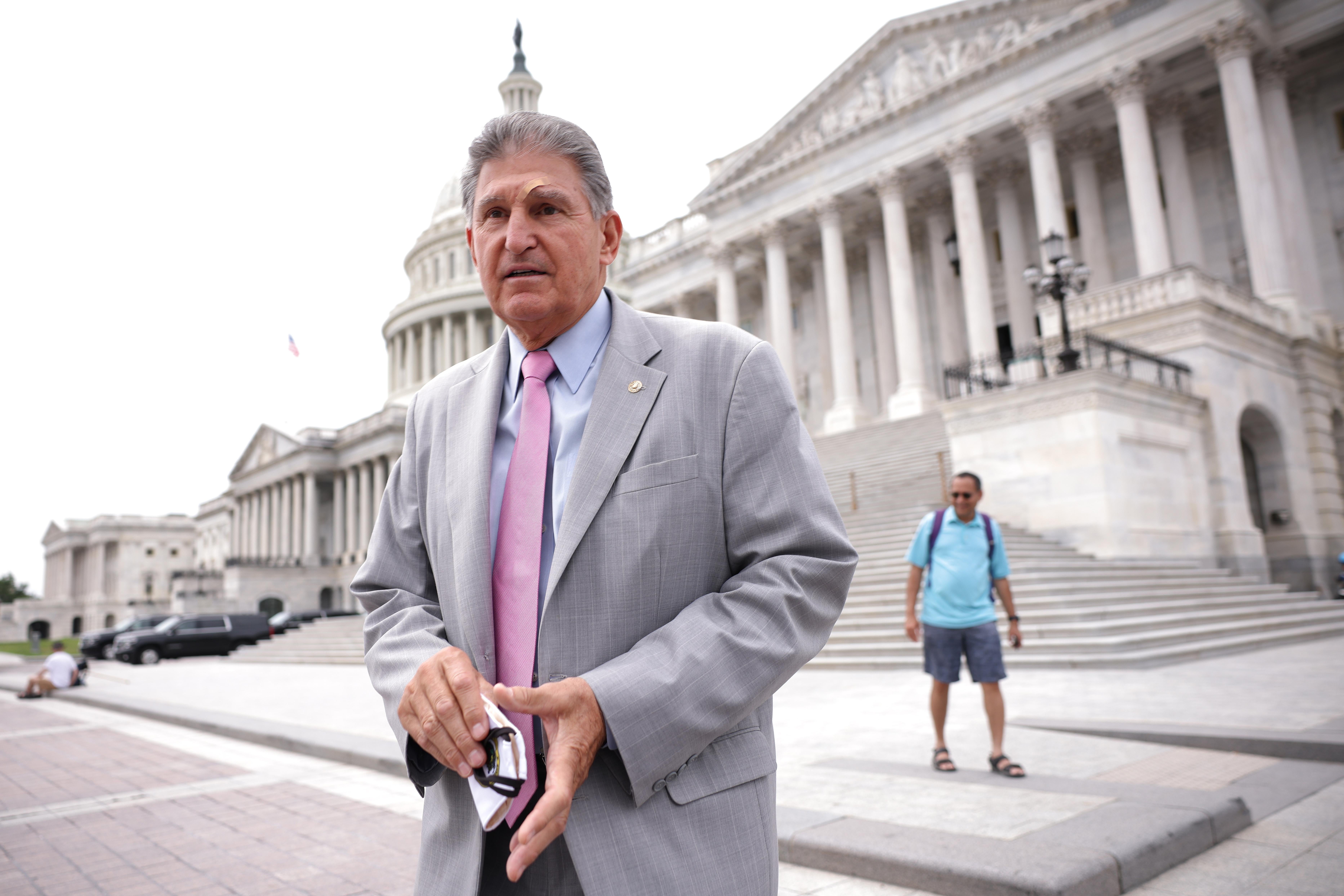 Sen. Joe Manchin (D-WV) leaves the U.S. Capitol following a vote on August 3, 2021 in Washington, D.C.
