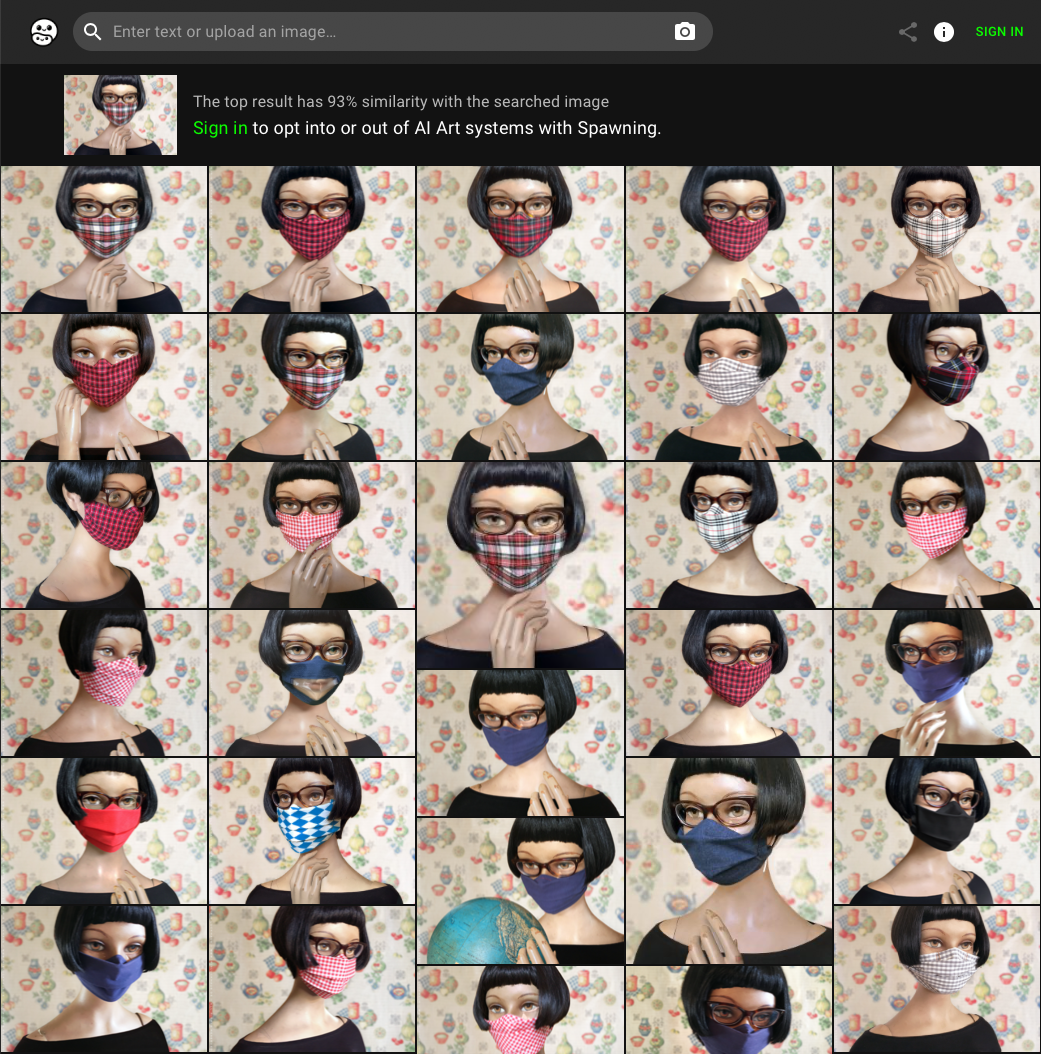 A screenshot of a grid of illustrations that Iris Luckhaus found in the HaveIBeenTrained tool.