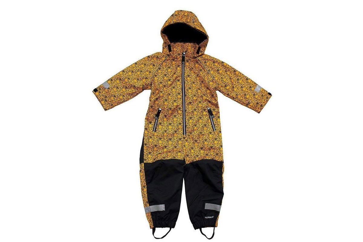 A one-piece rain suit for kids.