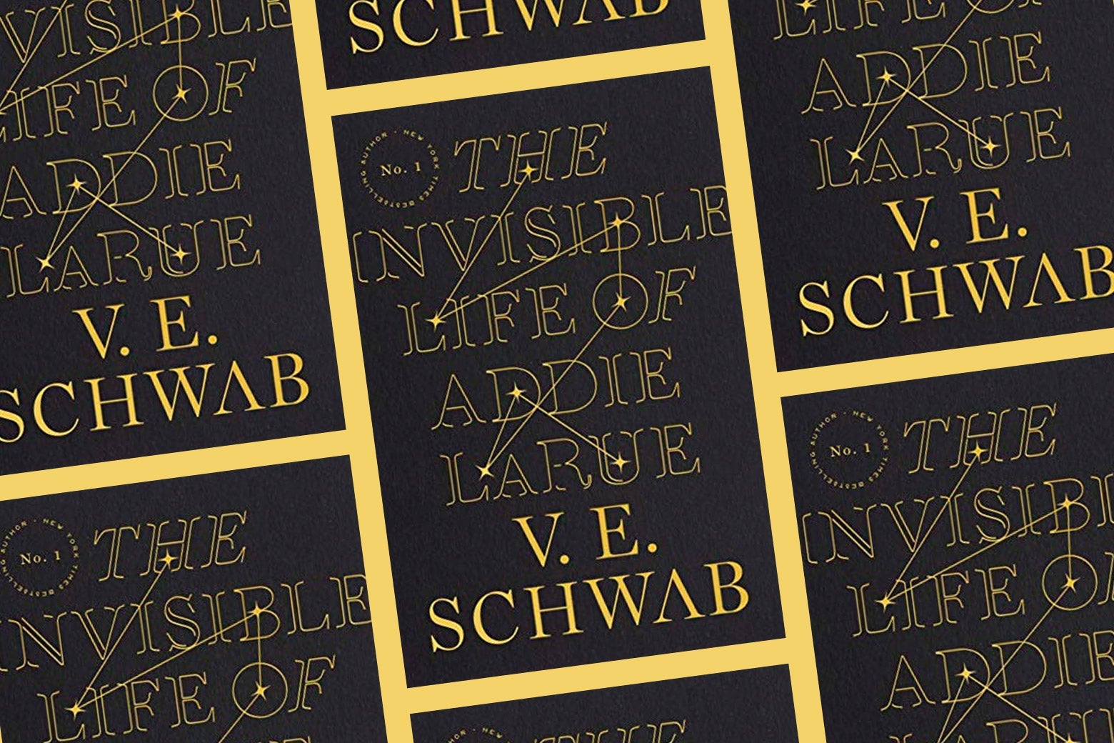 Repeating pattern of the cover of The Invisible Life of Addie LaRue.