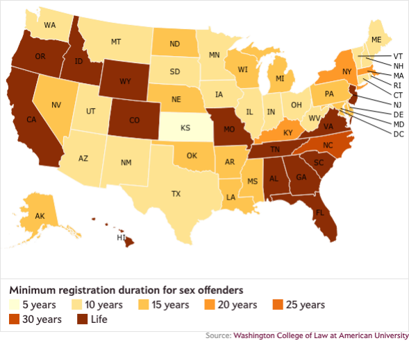 Sex Offender Registry Laws By State Mapped 2515