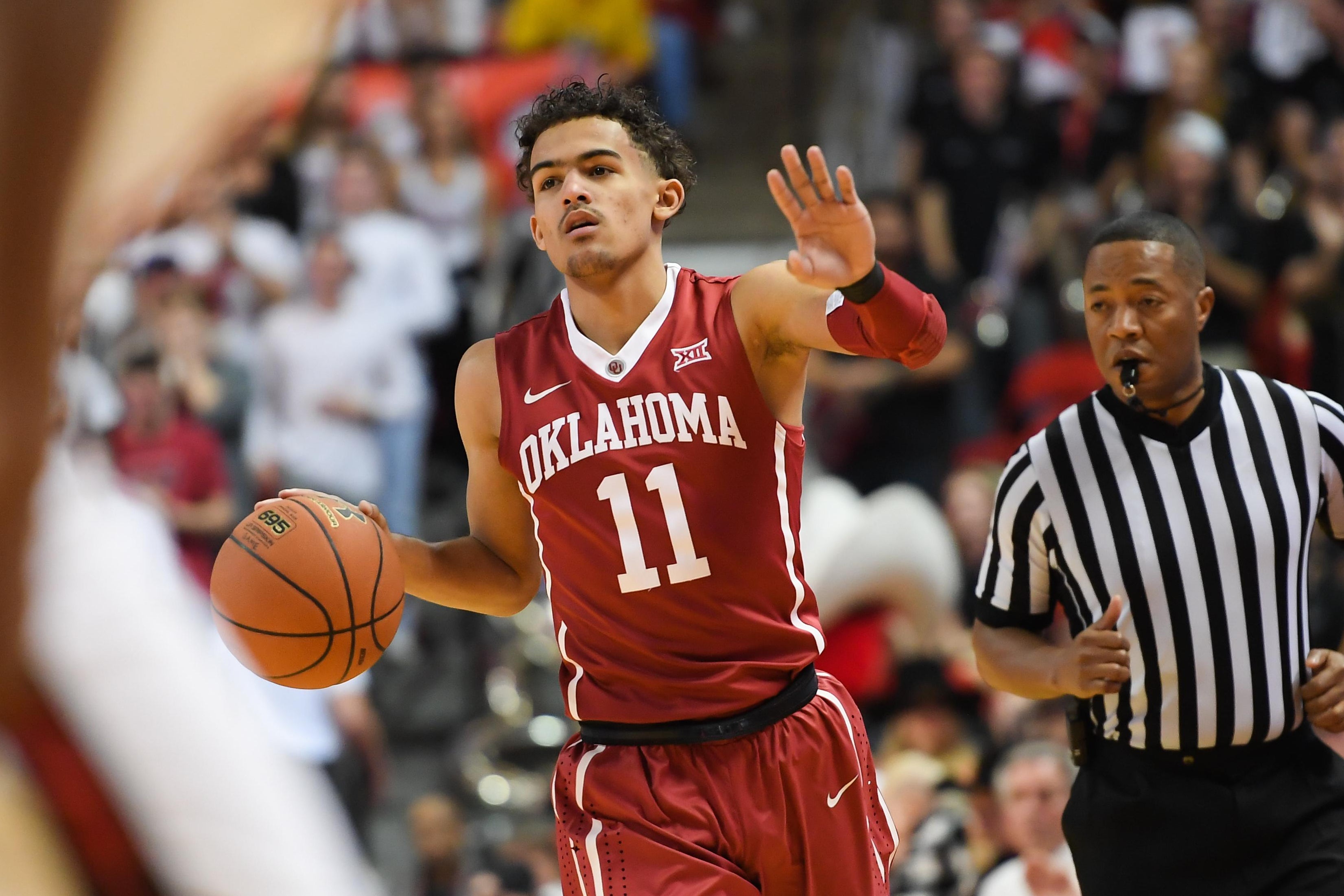 Feb 3, 2018. Trae Young #11 of the Oklahoma Sooners in action vs