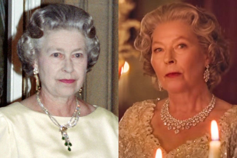 Queen Elizabeth II, and Stella Gonet as the queen in the film.