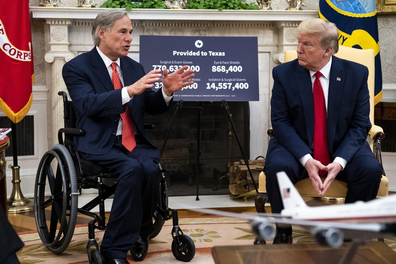 Greg Abbott and Donald Trump in the Oval Office.