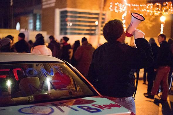 Lala's car, in the front lines of the second night of protests in Ferguson.