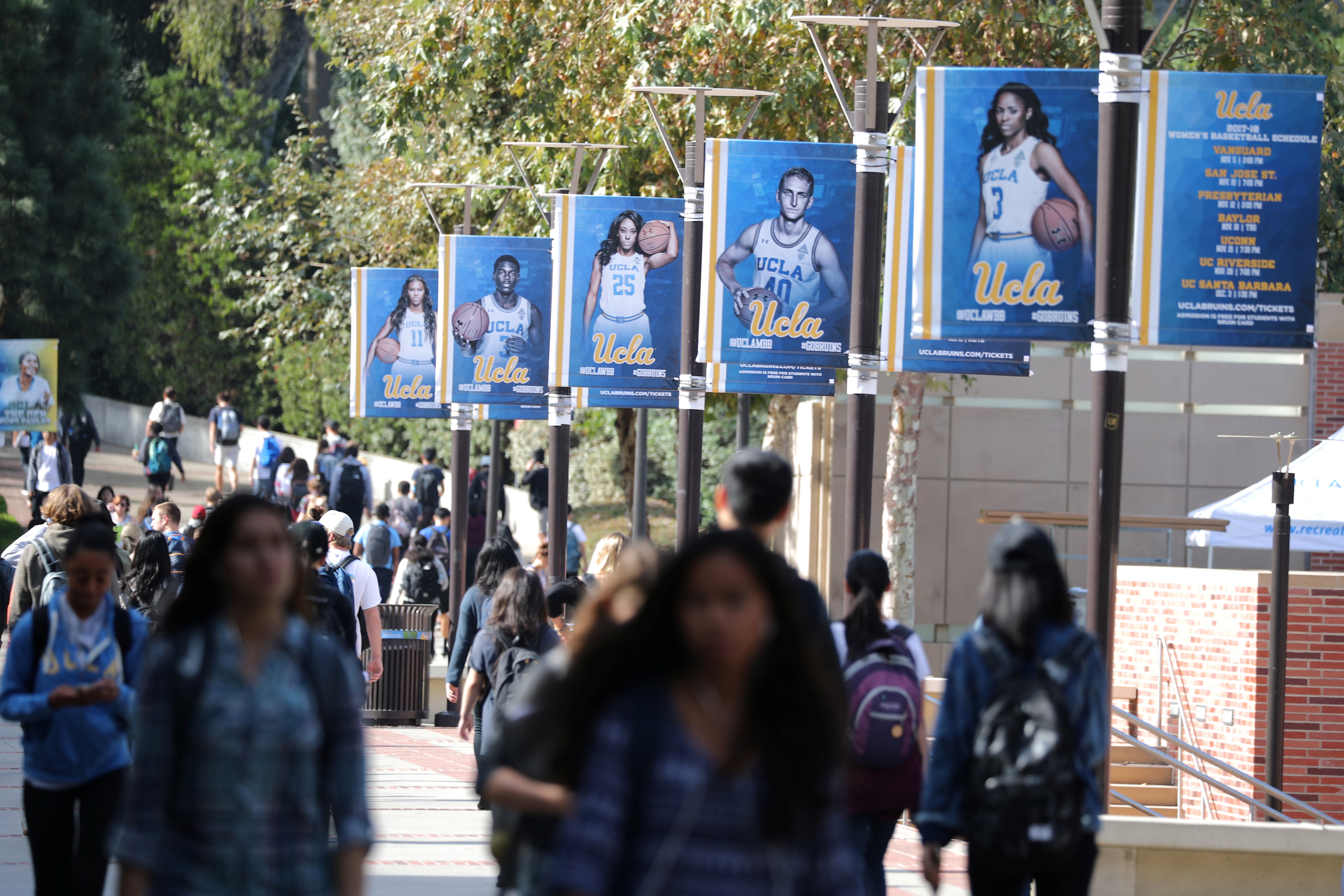Students walking through UCLA's campus