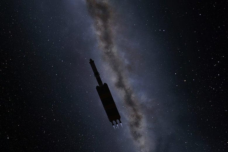 The craft Dimitri V, from stable orbit, points toward a Mun it will never reach. In the pilot view, Jebediah looks stoically at the heavenly body.