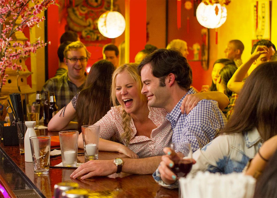 Amy Schumer and Bill Hader in Trainwreck.