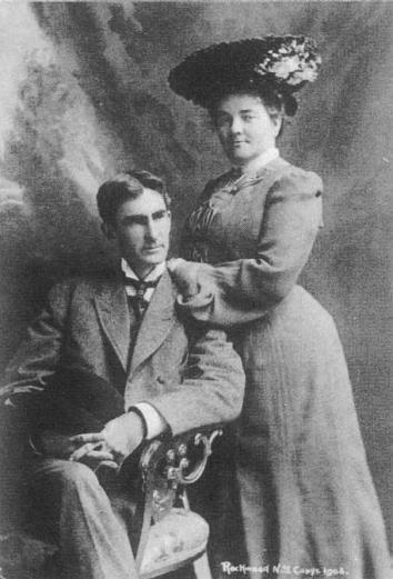 A portrait of Thomas Dixon, Jr. and his first wife, 1908.