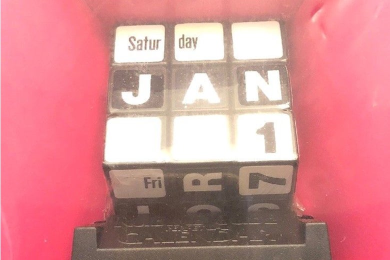 A Rubik's Cube perpetual calendar.