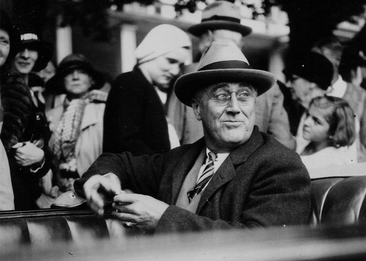 FDR campaigning in 1932.