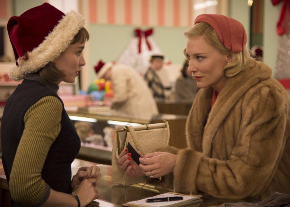 Carol: Cate Blanchett movie shows a young woman learning to be gay.