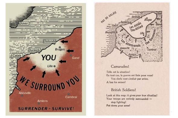 Left: The pamplet in Dunkirk. Right: The real-life pamphlet that inspired it.