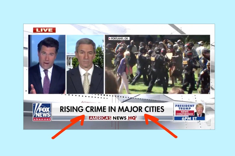 A screenshot of a Fox News show reporting on the protests in Portland, Oregon.