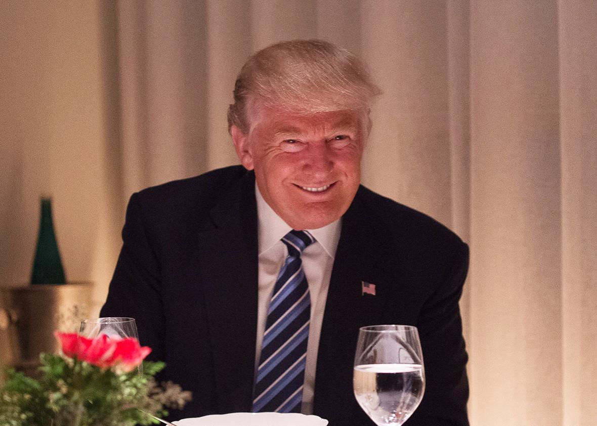 US President-elect Donald Trump dines with Mitt Romney at Jean-Georges restaurant at Trump International Hotel and Tower, Tuesday, November 29, 2016 in New York.