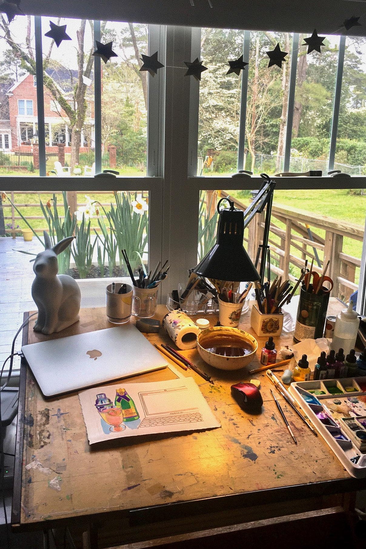 View from an artist's desk.
