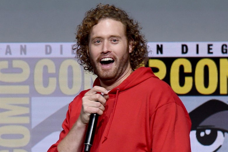 SAN DIEGO, CA - JULY 22:  Actor T.J. Miller attends the Warner Bros. Pictures Presentation during Comic-Con International 2017 at San Diego Convention Center on July 22, 2017 in San Diego, California.  (Photo by Kevin Winter/Getty Images)