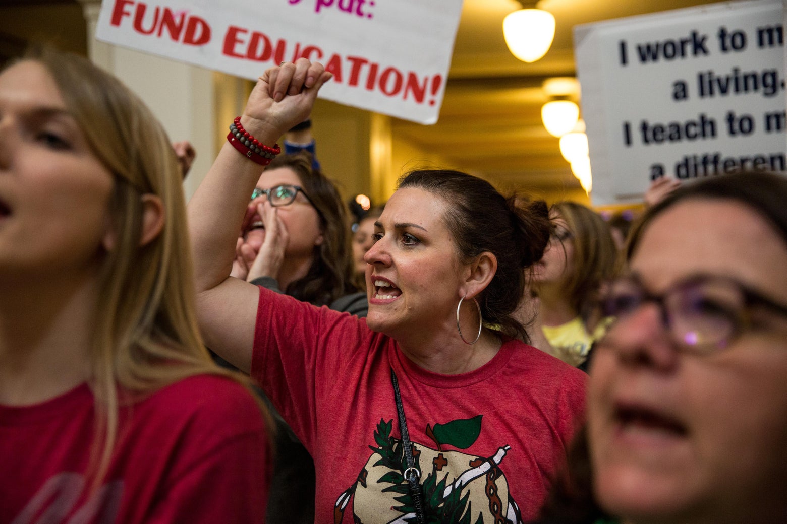 Colorado teachers demonstrate at the capitol to ask for better pay