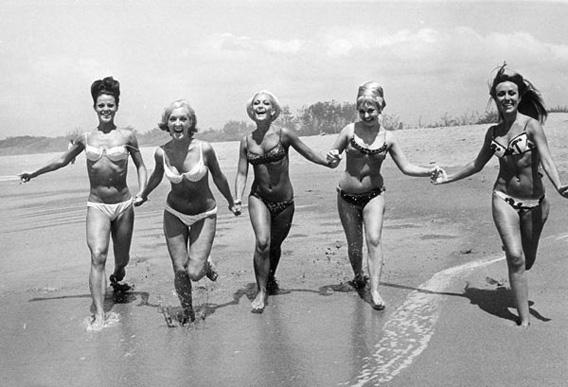 Bikini beach scene, 1965. 