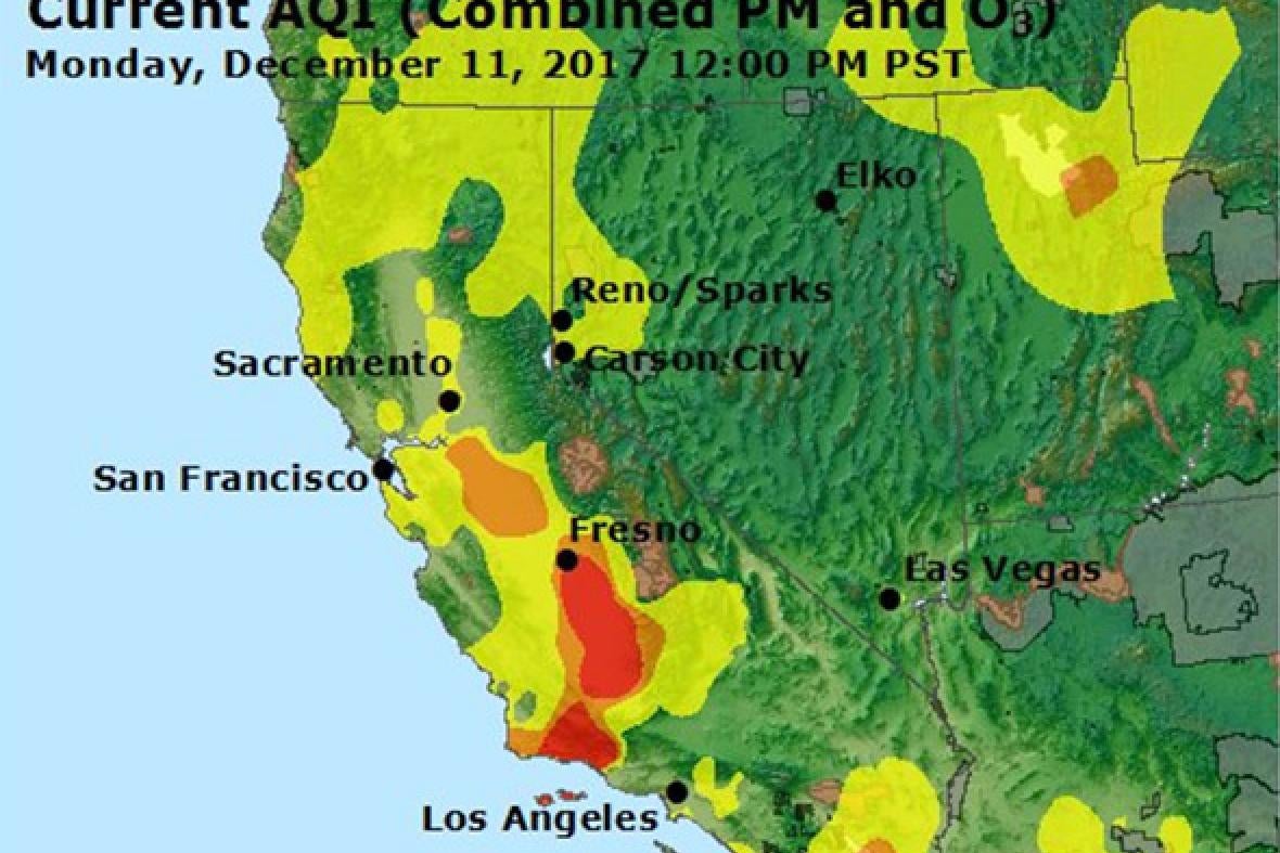 Image of air quality map of California
