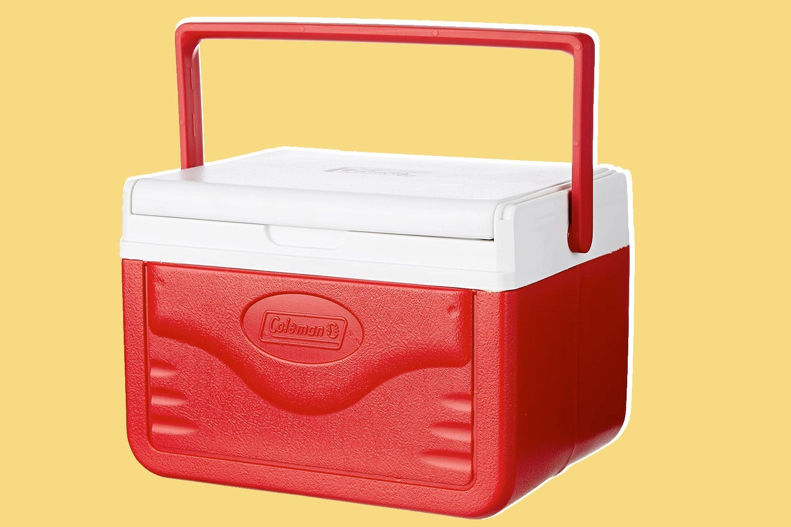 Coleman's small, red, hand-held cooler