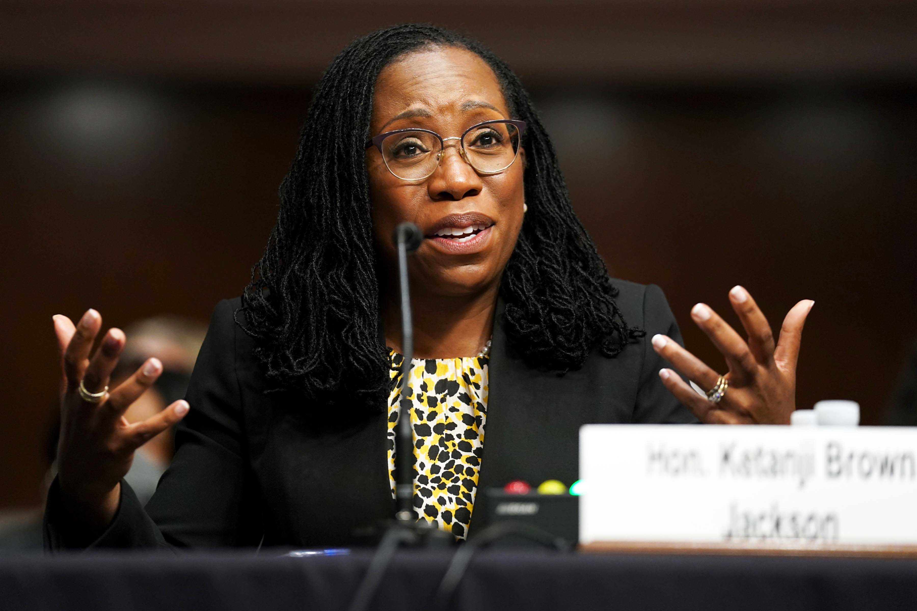 Ketanji Brown Jackson, nominated to be a U.S. Circuit Judge for the District of Columbia Circuit attends the Senate Judiciary Committee confirmation hearing in the Dirksen Senate Office Building.
