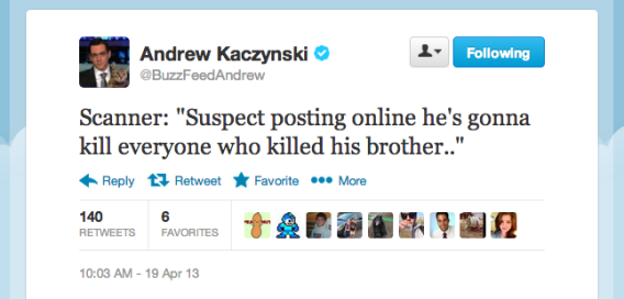 Suspect "online postings" tweet