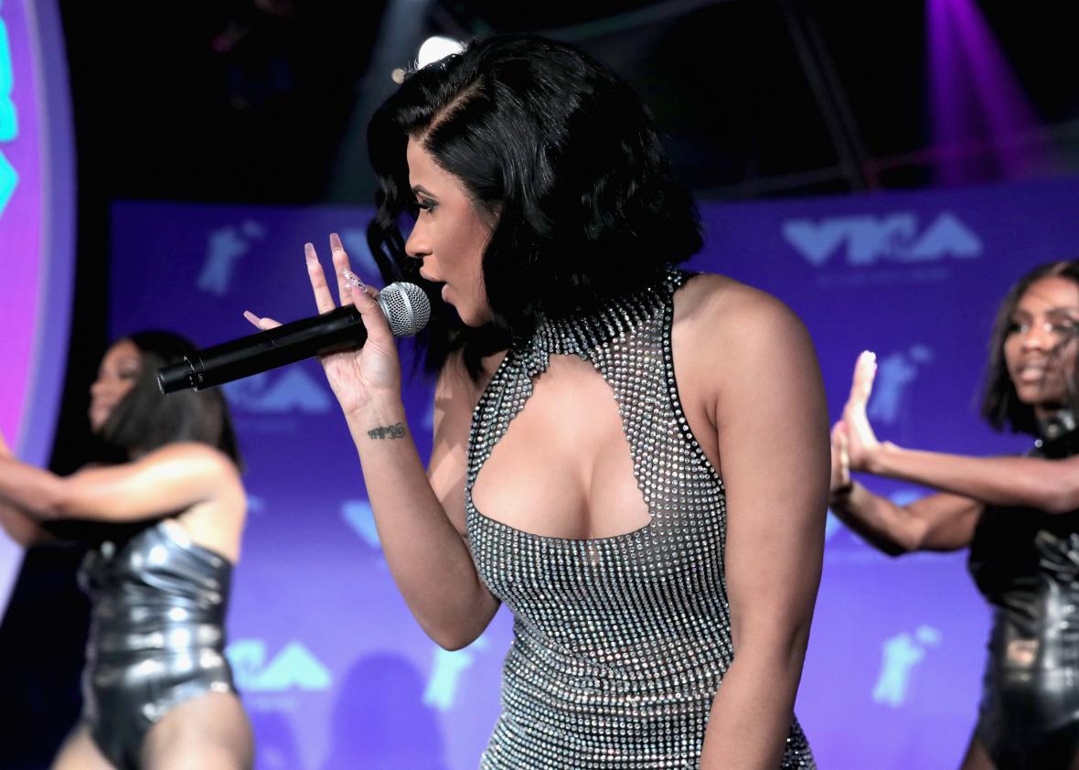 Cardi B performs at the VMAs in August.
