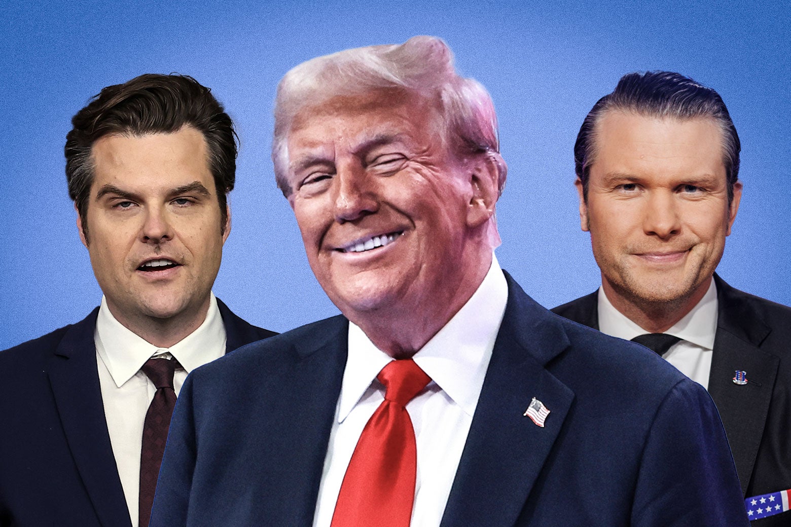 Matt Gaetz, Donald Trump, and Pete Hegseth.