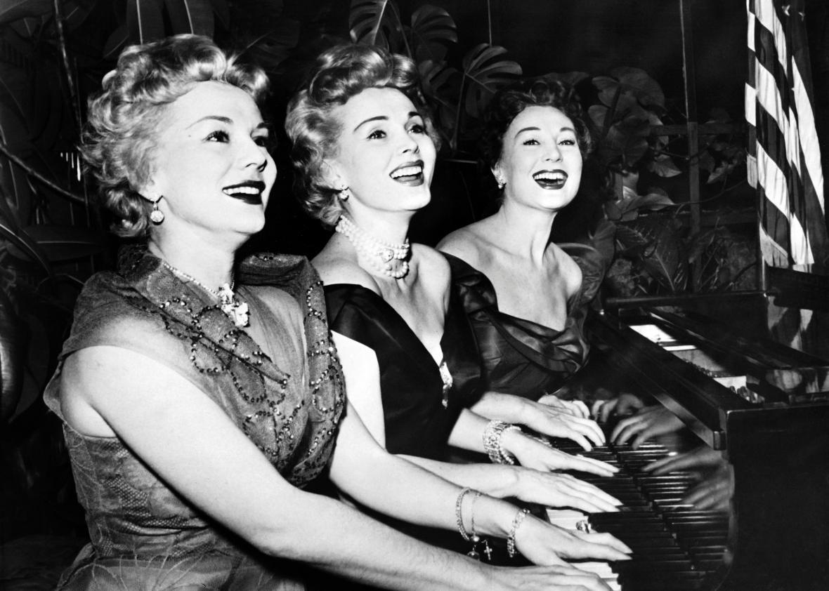 Zsa Zsa Gabor and her sisters Eva and Magda on New Year’s Day, 1954