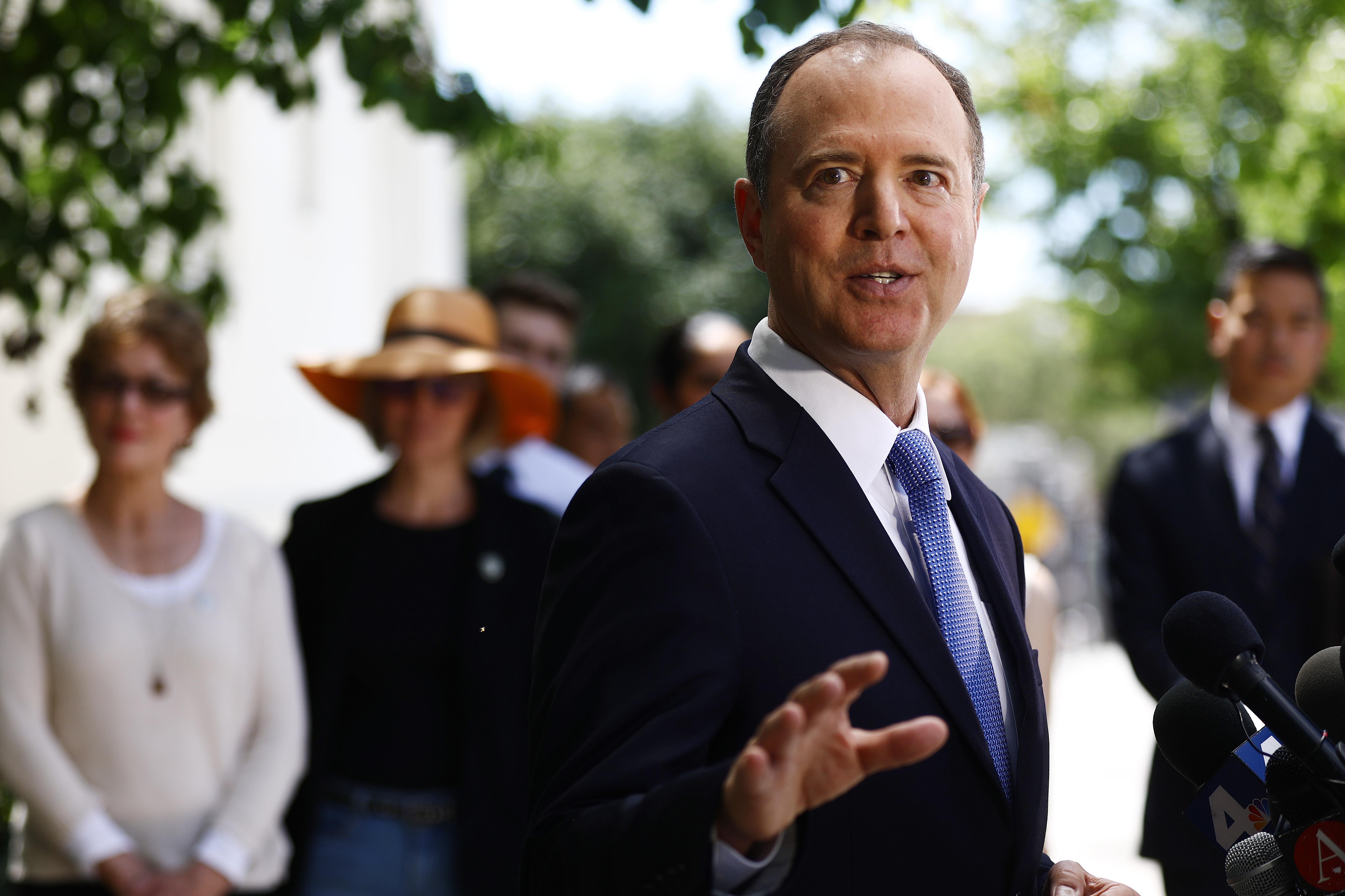 Chairman of the House Intelligence Committee Adam Schiff speaks at a press conference on April 18, 2019 in Burbank, California.