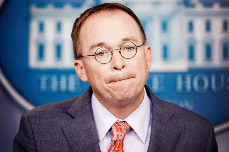Mick Mulvaney with pursed lips.